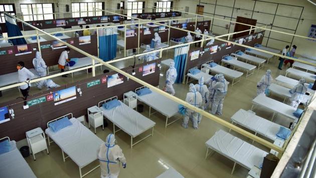 A view inside the COVID-19 care centre at Dombivali in Mumbai on July 25. On July 28, Maharashtra reported 282 deaths. This was 22nd day when the state recorded more than 200 deaths a day. (ANI)