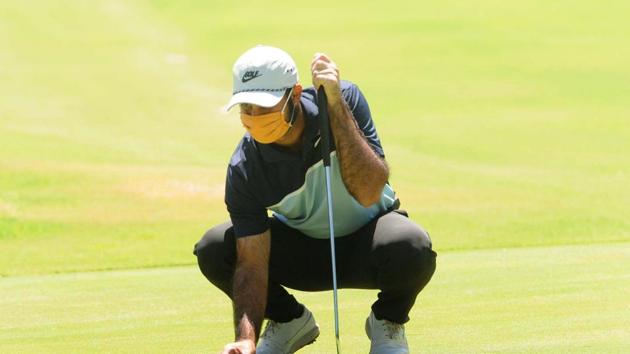 Chandigarh, India - May 20, 2020: Professional golfer Shubhankar Sharma during practice at Chandigarh Golf Club that has opened following relaxations in lockdown in Chandigarh, India on Wednesday May 20, 2020.(Keshav Singh/Hindustan Times)