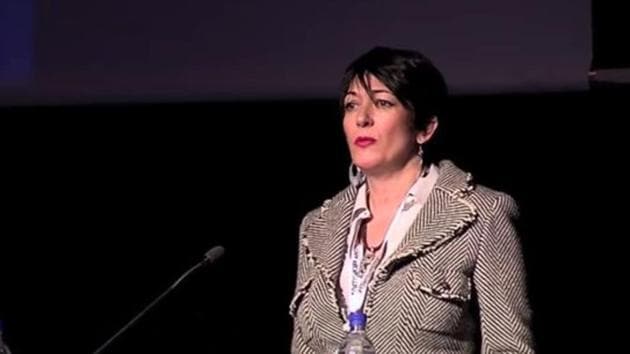 Ghislaine Maxwell speaks at the Arctic Circle Forum in Reykjavik, Iceland.(THE ARCTIC CIRCLE via REUTERS)