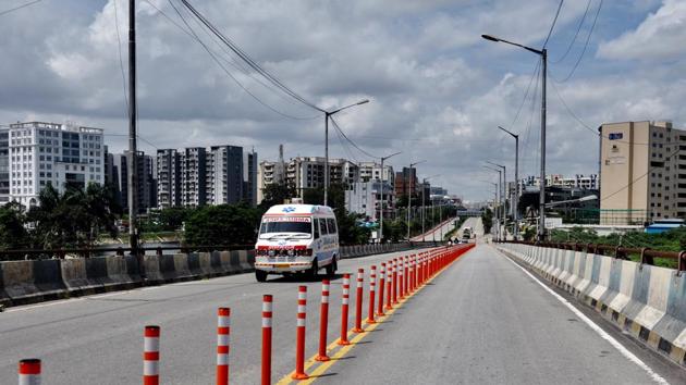 An ambulance is seen on a deserted road in Bengaluru on July 26. The successful implementation of effective containment strategy, aggressive testing and standardized clinical management protocols based on holistic Standard of Care approach have in tandem resulted in a consistent trend of high recoveries in the past week, Union Ministry issued in a statement on July 28. (ANI) An ambulance is seen on a deserted road in Bengaluru on July 26. The successful implementation of effective containment strategy, aggressive testing and standardized clinical management protocols based on holistic Standard of Care approach have in tandem resulted in a consistent trend of high recoveries in the past week, Union Ministry issued in a statement on July 28. (ANI)