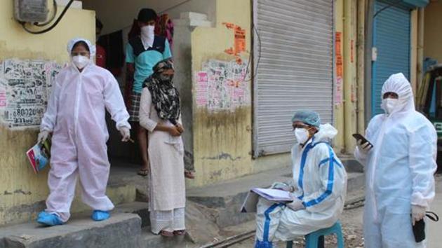 Medical workers in PPE overalls during a screening exercise in a village in Gurugram, Haryana (Yogendra Kumar/HT PHOTO) Medical workers in PPE overalls during a screening exercise in a village in Gurugram, Haryana (Yogendra Kumar/HT PHOTO)