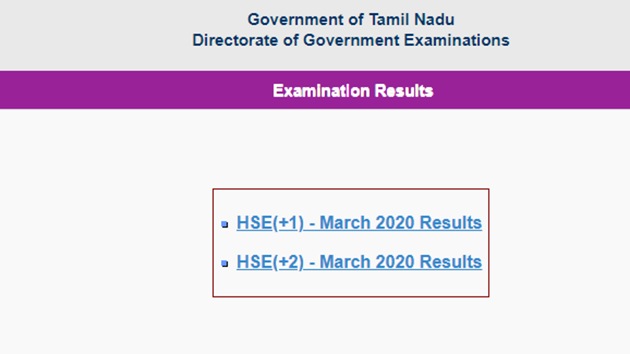TN Board 11th Plus One Results 2020 LIVE(tnresults.nic.in)
