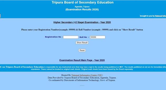 TBSE Tripura 12th HS Result 2020.(Screengrab) TBSE Tripura 12th HS Result 2020.(Screengrab)