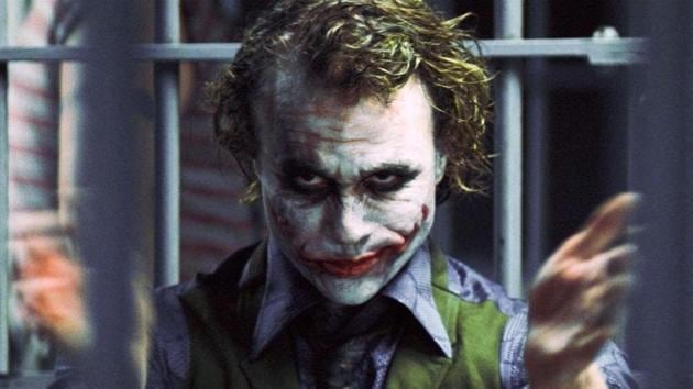 Heath Ledger as the Joker in a still from The Dark Knight.