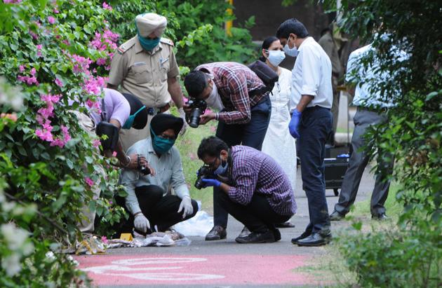 Severed human feet were found near Chandigarh’s Press Club on June 23. Police have yet to make any headway in the case.(HT Photo)