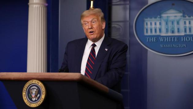 US President Donald Trump during a coronavirus disease (Covid-19) task force news briefing at the White House in Washington, US on July 30, 2020. (Reuters File Photo) US President Donald Trump during a coronavirus disease (Covid-19) task force news briefing at the White House in Washington, US on July 30, 2020. (Reuters File Photo)