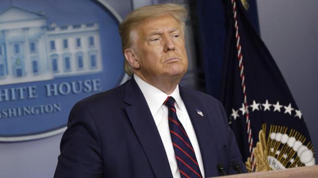 US President Donald Trump during a news conference at the White House in Washington. (Bloomberg File Photo) US President Donald Trump during a news conference at the White House in Washington. (Bloomberg File Photo)