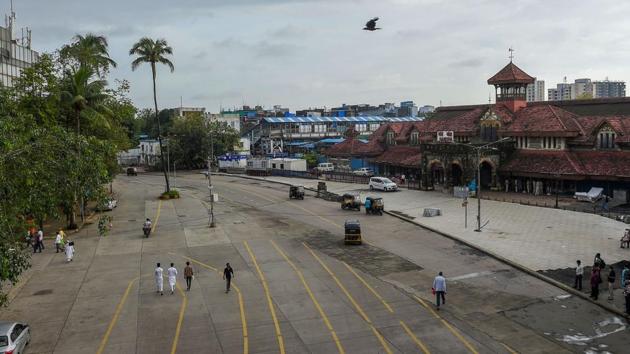 The area outside Bandra railway station in Mumbai wore a deserted look this Eid, in stark contrast to previous years when large congregations have prayed shoulder to shoulder and shared in the festive spirit. (Kunal Patil / PTI)