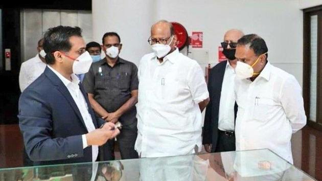 NCP chief Sharad Pawar visited Serum Institute of India in Pune on Saturday. (@PawarSpeaks/Twitter Photo) NCP chief Sharad Pawar visited Serum Institute of India in Pune on Saturday. (@PawarSpeaks/Twitter Photo)