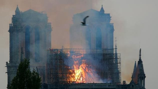 Smoke billows from?Notre?Dame?Cathedral after a fire broke out, in Paris, France April 15, 2019.(REUTERS)