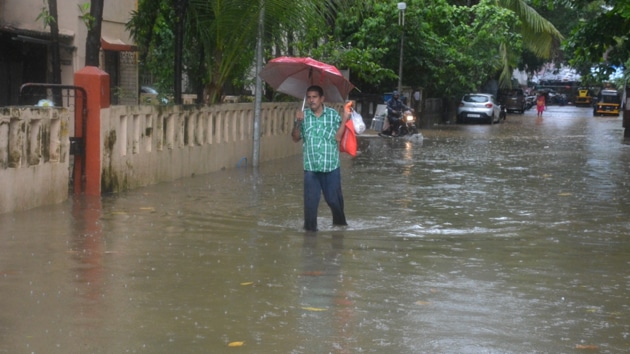 After heavy rain in Thane, water logging at Vrundavan society.(Photo by Praful Gangurde)