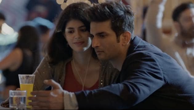 Sushant Singh Rajput and Sanjana Sanghi in a still from Dil Bechara. Sushant Singh Rajput and Sanjana Sanghi in a still from Dil Bechara.