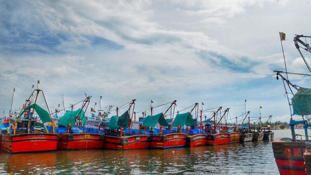 Fishing boats anchored at Old Port Harbour area, in Mangaluru. (PTI)
