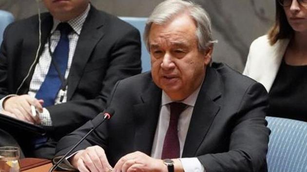 United Nations secretary-general Antonio Guterres launched a UN “Save our Future” campaign.(Reuters)