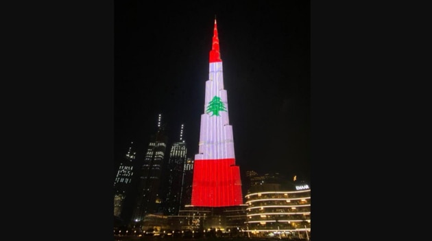 The image shows Burj Khalifa showcasing the flag of Lebanon.(Twitter/Burj Khalifa)