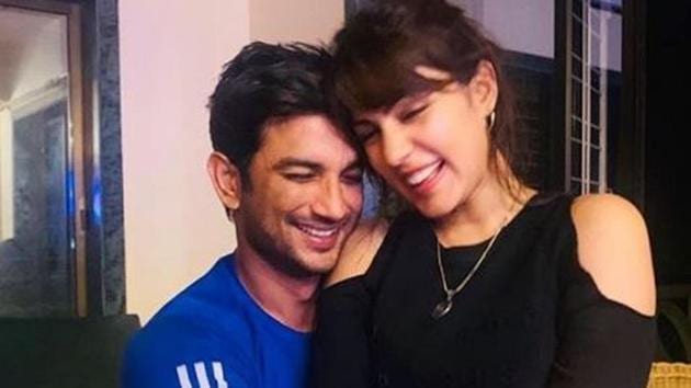 Sushant Singh Rajput poses with Rhea Chakraborty.