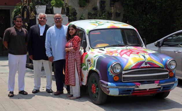 The car with artwork in Chandigarh on Wednesday(HT Photo)