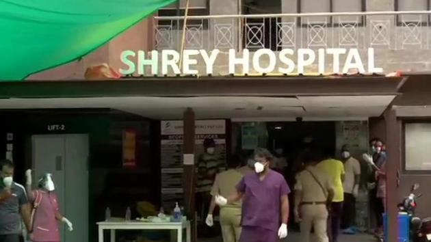 Eight peole were killed in fire at Ahmedabad’s Shrey Hospital on Thursday.(ANI photo)