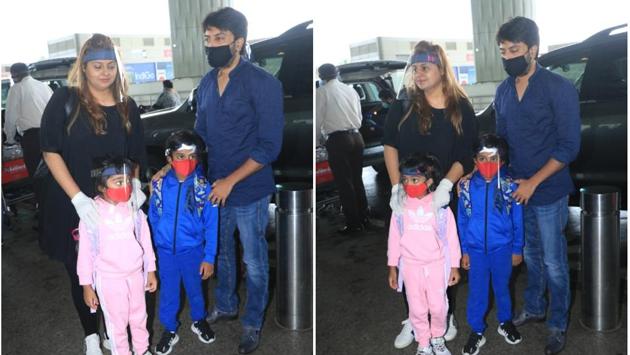 Also spotted at the airport was one of the producers of Bell Bottom, Deepshikha Deshmukh, husband Dhiraj and their kids. Dhiraj is the brother of Riteish Deshmukh. (varinder chawla)