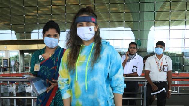 Actor Huma Qureshi, who also stars in Bell Bottom, too left for the UK. (varinder chawla) 