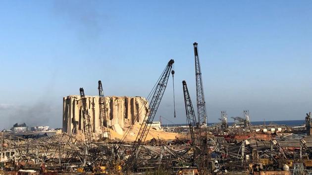 A view of the site of Tuesday's blast in Beirut's port area, Lebanon.(REUTERS) A view of the site of Tuesday's blast in Beirut's port area, Lebanon.(REUTERS)