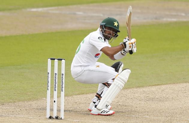 Pakistan's Babar Azam evades a rising delivery during the first day of the first cricket Test match between England and Pakistan at Old Trafford in Manchester, England, Wednesday, Aug. 5, 2020. (Lee Smith/Pool via AP) (AP) Pakistan's Babar Azam evades a rising delivery during the first day of the first cricket Test match between England and Pakistan at Old Trafford in Manchester, England, Wednesday, Aug. 5, 2020. (Lee Smith/Pool via AP) (AP)