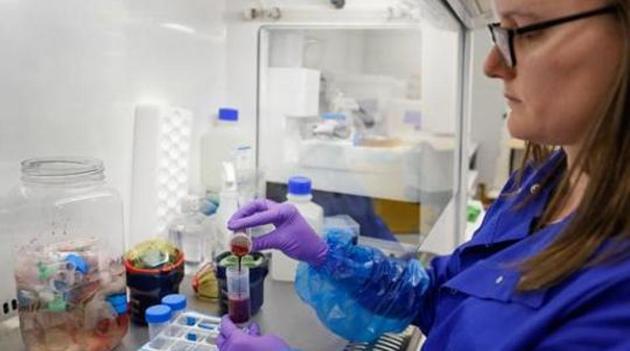 Blood samples from coronavirus patients are prepared for analysis as part of the TACTIC-R trial, in the Blood Processing Lab in the Cambridge Institute of Therapeutic Immunology and Infectious Disease in Cambridge, UK on May 21, 2020. (Bloomberg File Photo) Blood samples from coronavirus patients are prepared for analysis as part of the TACTIC-R trial, in the Blood Processing Lab in the Cambridge Institute of Therapeutic Immunology and Infectious Disease in Cambridge, UK on May 21, 2020. (Bloomberg File Photo)