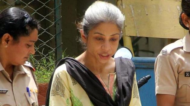 Indrani Mukerjea, accused in Sheena Bora murder case being taken to session court, in Mumbai.(Bhushan Koyande/HT File Photo)