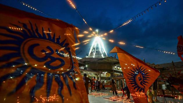Analysts point out that the Opposition can’t openly celebrate the temple, nor criticise the ceremony. (PTI Photo) Analysts point out that the Opposition can’t openly celebrate the temple, nor criticise the ceremony. (PTI Photo)