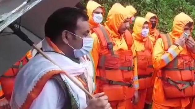 The NDRF team in Kerala’s Idukki where a landslide triggered by torrential rain killed 12 people.(ANI Photo)
