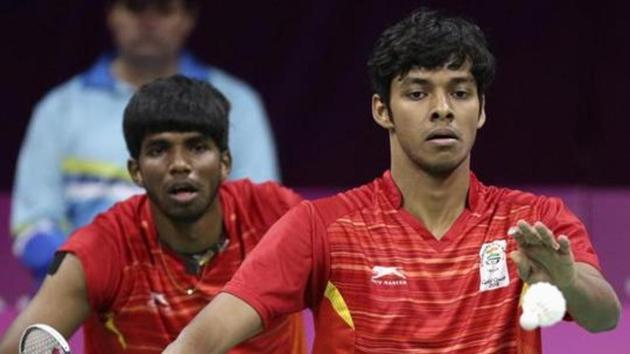 Satwik Rankireddy and Chirag Chandrashekhar Shetty of India in action.(REUTERS) Satwik Rankireddy and Chirag Chandrashekhar Shetty of India in action.(REUTERS)