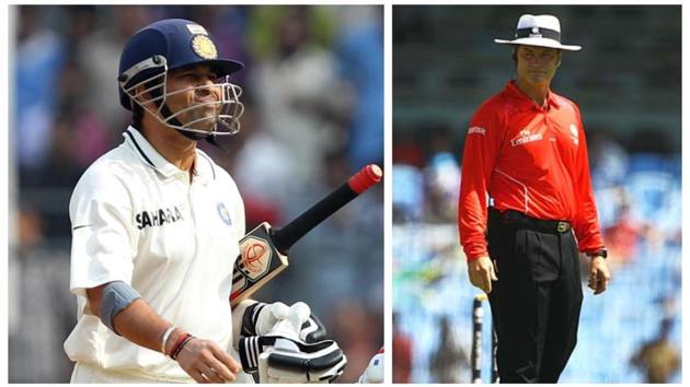 Sachin Tendulkar and Simon Taufel.(Agencies) Sachin Tendulkar and Simon Taufel.(Agencies)