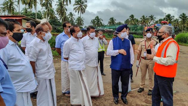 Union Civil Aviation Minister Hardeep Singh Puri at the crash site in Karippur on August 8. “We are in touch with local authorities... Relief teams from Air India and AAI are being immediately dispatched from Delhi and Mumbai. All efforts being made to help passengers. A formal enquiry will be conducted by Aircraft Accident Investigation Board (AAIB),” Hardeep Singh Puri said following the incident. (PTI) Union Civil Aviation Minister Hardeep Singh Puri at the crash site in Karippur on August 8. “We are in touch with local authorities... Relief teams from Air India and AAI are being immediately dispatched from Delhi and Mumbai. All efforts being made to help passengers. A formal enquiry will be conducted by Aircraft Accident Investigation Board (AAIB),” Hardeep Singh Puri said following the incident. (PTI)