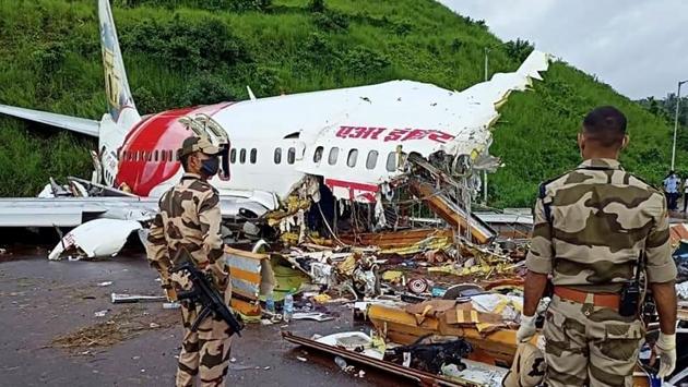 Army personnel stand guard at the site of the wreckage on August 8. The Civil aviation ministry’s investigation agency, Aircraft Accident Investigation Bureau (AAIB), recovered the digital flight data recorder and cockpit voice recorder from the debris on August 8. The recovered components, which make up the black box of the aircraft, will help investigators figure out what prevented the jet from making a landing. (ANI) Army personnel stand guard at the site of the wreckage on August 8. The Civil aviation ministry’s investigation agency, Aircraft Accident Investigation Bureau (AAIB), recovered the digital flight data recorder and cockpit voice recorder from the debris on August 8. The recovered components, which make up the black box of the aircraft, will help investigators figure out what prevented the jet from making a landing. (ANI)