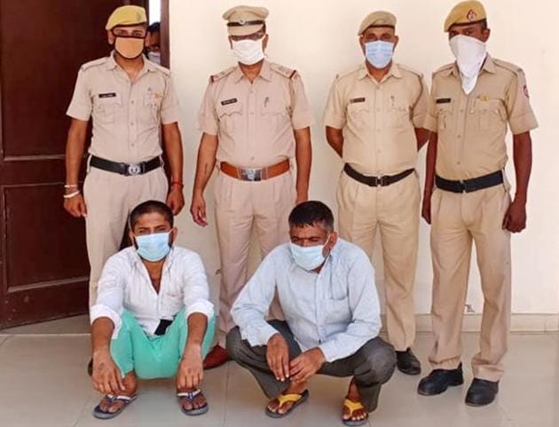 The accused in police custody at Mansa Devi Complex, Panchkula, on Saturday. (HT Photo) The accused in police custody at Mansa Devi Complex, Panchkula, on Saturday. (HT Photo)