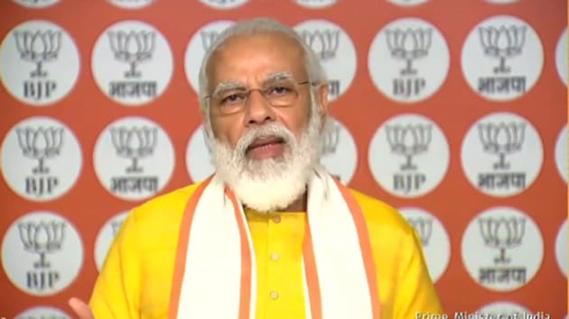 PM Modi interacted with BJP workers of Andaman and Nicobar Islands on August 9, 2020.(Photo Credit: BJP4India/ Twitter) PM Modi interacted with BJP workers of Andaman and Nicobar Islands on August 9, 2020.(Photo Credit: BJP4India/ Twitter)