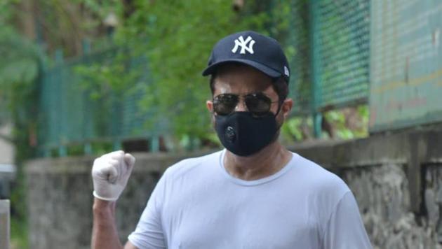 Anil Kapoor was seen in a mask and gloves.