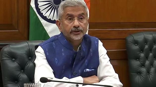 New Delhi, June 29 (ANI): EAM Dr S. Jaishankar attends the signing ceremony of Concession Agreement for 600 MW Kholongchhu JV-Hydroelectric Project in Bhutan, via video conference in New Delhi on Monday. This will lead to the commencement of construction of this first joint venture hydroelectric project between India and Bhutan. (ANI Photo)(ANI)