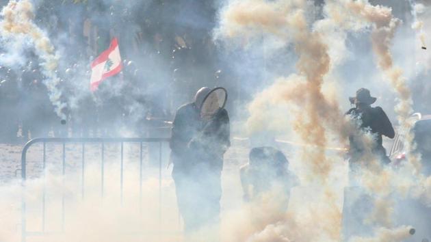Riot police fire tear gas at demonstrators during a protest, following Tuesday's blast, in Beirut, Lebanon.(REUTERS) Riot police fire tear gas at demonstrators during a protest, following Tuesday's blast, in Beirut, Lebanon.(REUTERS)
