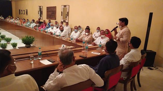 A Congress Legislature Party (CLP) meeting was held in Jaisalmer on Sunday.(HT photo)