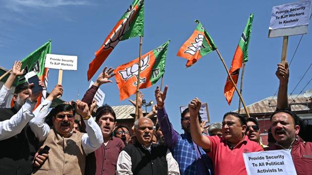 Killing of political workers in the Valley started soon after the eruption of terrorism in the former state in the last 1990s. Regional satraps, the National Conference and the People’s Democratic Party claim to have lost hundreds of party workers to terror attacks over the past three decades. (Image used for representation).(AFP PHOTO.)