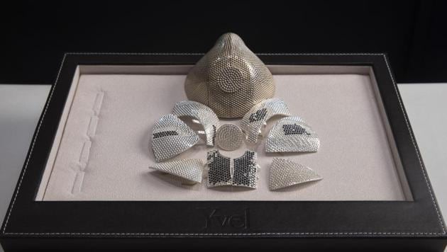 Parts and a model of a mask is displayed in the Israeli jewellery company Yvel in Motza near Jerusalem on Sunday.(AP Photo) Parts and a model of a mask is displayed in the Israeli jewellery company Yvel in Motza near Jerusalem on Sunday.(AP Photo)