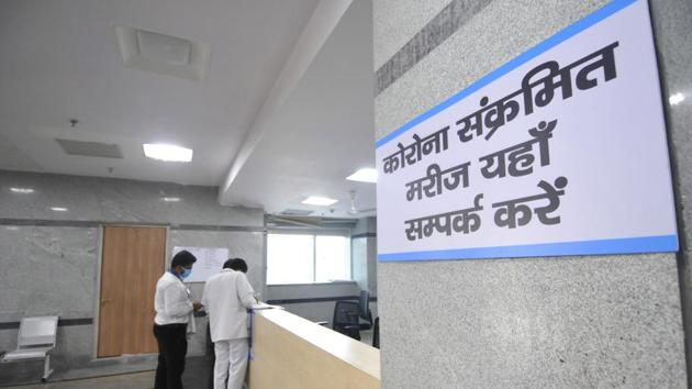 A view of the newly-inaugurated Covid hospital, in Noida, Uttar Pradesh, (Sunil Ghosh / HT Photo) A view of the newly-inaugurated Covid hospital, in Noida, Uttar Pradesh, (Sunil Ghosh / HT Photo)