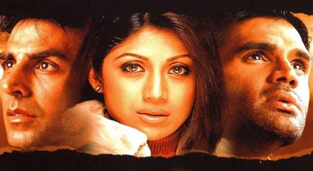 Dhadkan stars Akshay Kumar, Shilpa Shetty and Suniel Shetty.