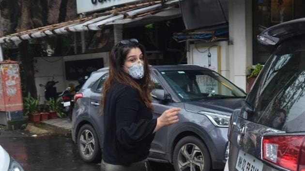 Raveena Tandon spotted in a mask. Raveena Tandon spotted in a mask.