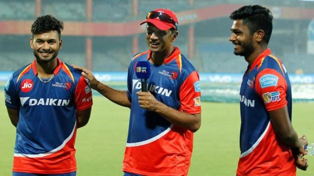 File image of Rahul Dravid with Sanju Samson and Rishabh Pant.(IPL)