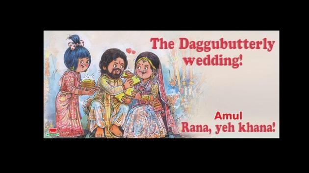 Check out Amul’s creative tweet for Rana Daggubati and Miheeka Bajaj’s wedding.(Twitter/@Amul_Coop)