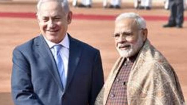 Benjamin Netanyahu and PM Narendra Modi have agreed on collaboration between the two countries to fight Covid 19.(Ajay Aggarwal/HT PHOTO)