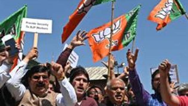 Since the killing of Ajay Bharti, a Congress man and the sarpanch of Lukbawan village in south Kashmir’s Larkipora area in June, five BJP workers have been gunned down.(AFP)