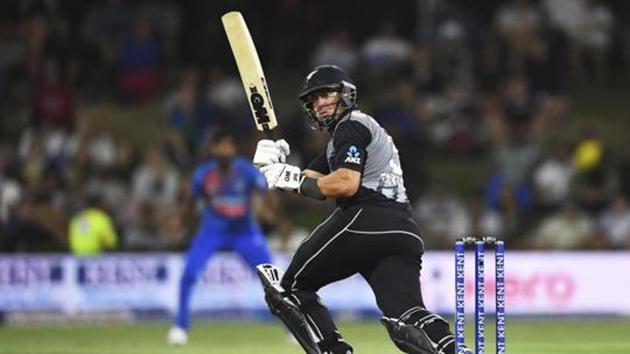 New Zealand's Ross Taylor bats during the Twenty/20 cricket international between India and New Zealand at Bay Oval in Mt Maunganui, New Zealand, Sunday, Feb. 2, 2020.(AP)